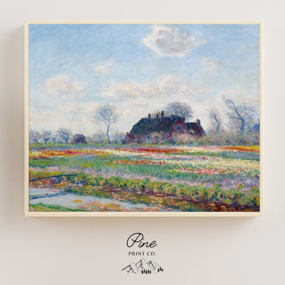 Monet Painting, Claude Monet, Monet Print, Tulip Field, Monet Wall Art, Monet Tulips, Landscape Painting, Vintage Print, Fine Art Print