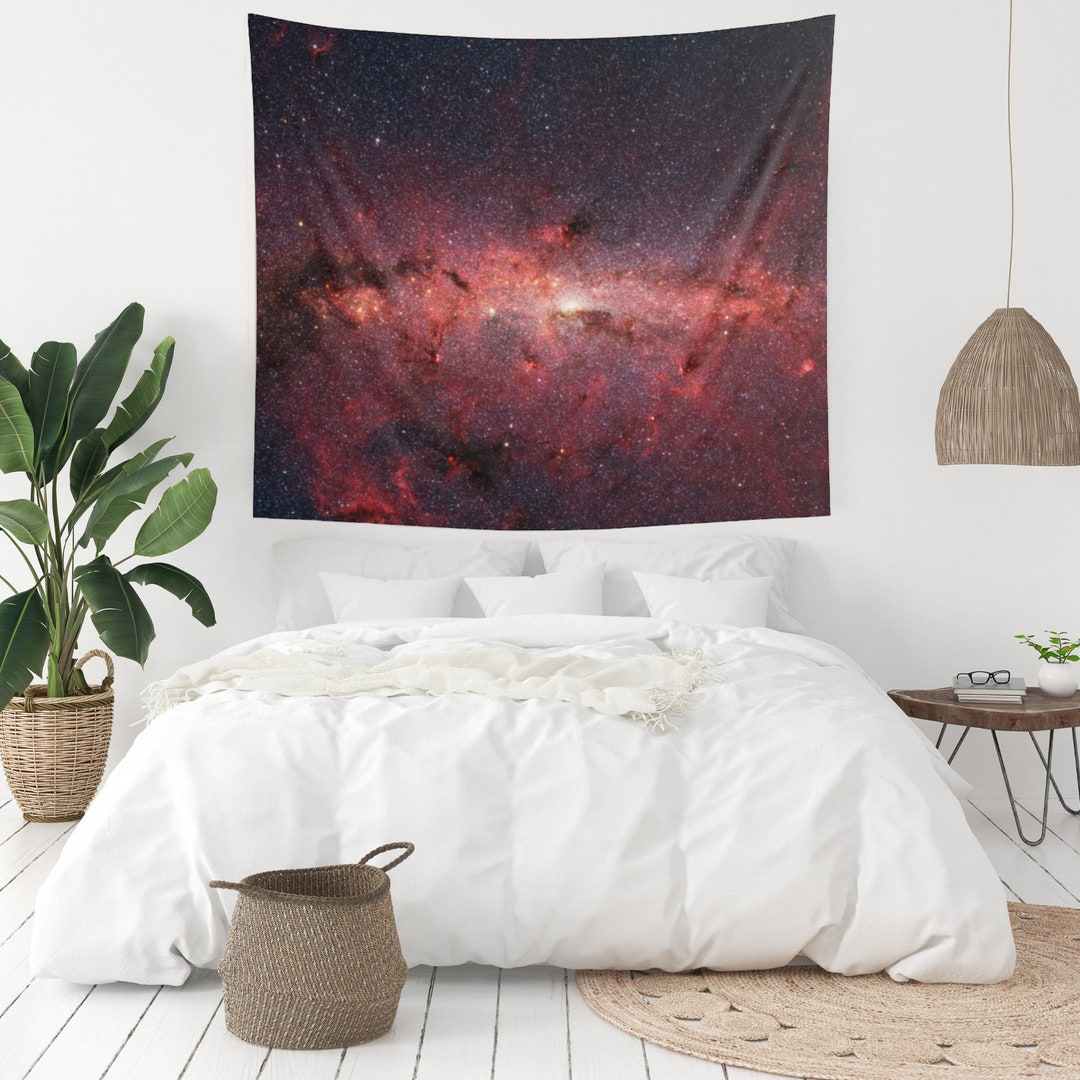 Galaxy Tapestry, Space Tapestry, Red Tapestry, Space Wall Art, Milky Way Galaxy, NASA Wall Art