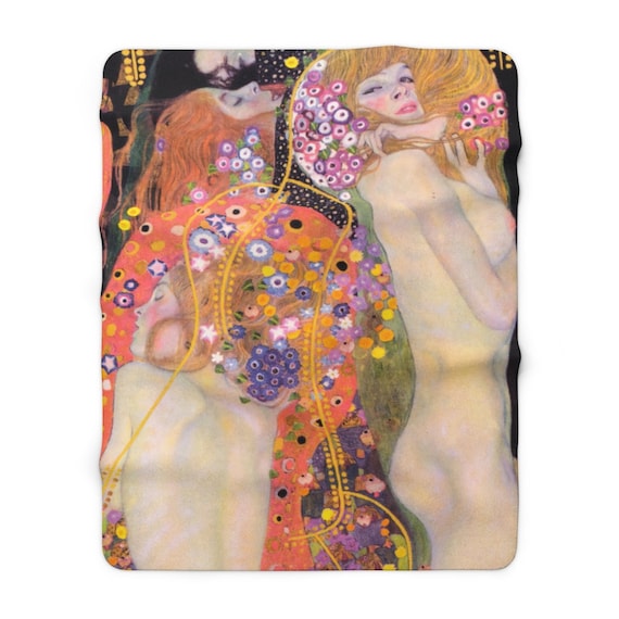 Mermaid Blanket, Gustav Klimt, Klimt Blanket, Water Serpents, Mermaid Decor, Boho Blanket, Sherpa Blanket, Nude Woman, Fine Art Blanket