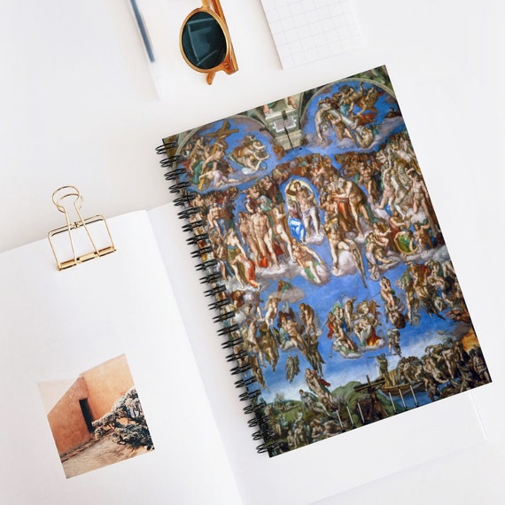 Art Spiral Notebook, Catholic Notebook, Michelangelo Art, Gothic Notebook, Lined Notebook, Vintage Notebook, Jesus Christ, Reniasaiance Art