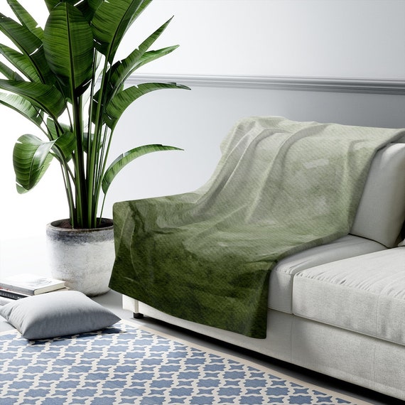 Green Throw Blanket, Green Watercolor, Forest Green Blanket, Boho Blanket, Green Fluffy Blanket, Art Blanket, Green Ombre, Green Decor