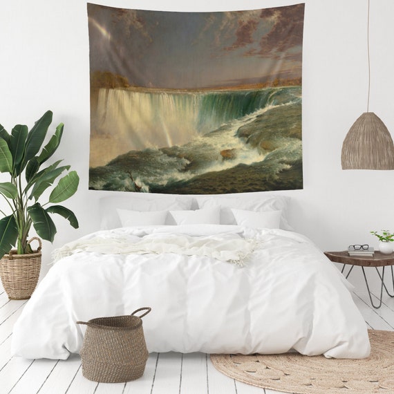 Waterfall Tapestry, Nature Tapestry, Niagara Falls, Fine Art Tapestry, Landscape Tapestry, Waterfall Painting, Vintage Tapestry, Vintage Art