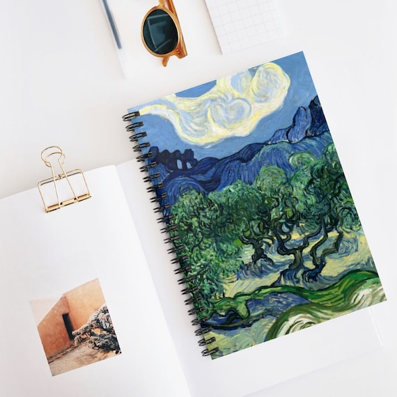 Van Gogh Notebook, Nature Notebook, Landscape Painting, Van Gogh Gift, Vintage Notebook, Tree Notebook, Spiral Notebook, Vincent Van Gogh