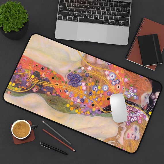 Boho Desk Mat, Mermaid Art, Gustav Klimt, Klimt Art, Art Desk Mat, Pink Desk Mat, Orange Desk Mat, Boho Mousepad, Vintage Mousepad