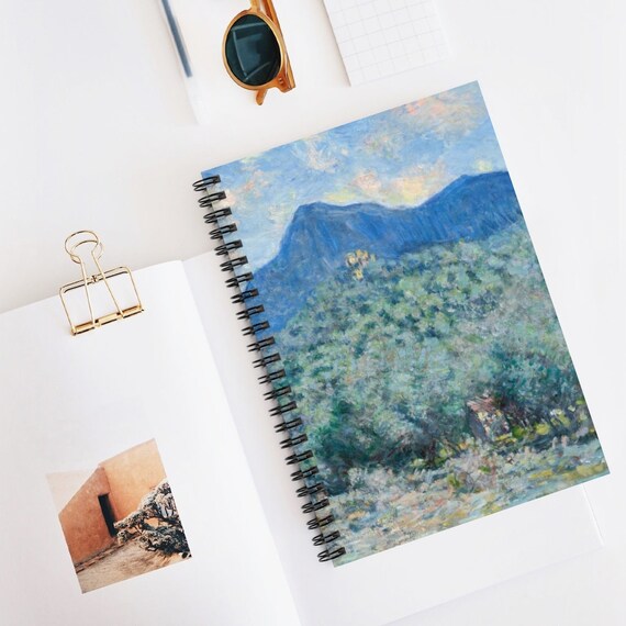 Monet Notebook, Spiral Notebook, Mountain Notebook, Mountain Painting, Monet Painting, Blue Notebook, Fine Art Notebook, Mountain Art
