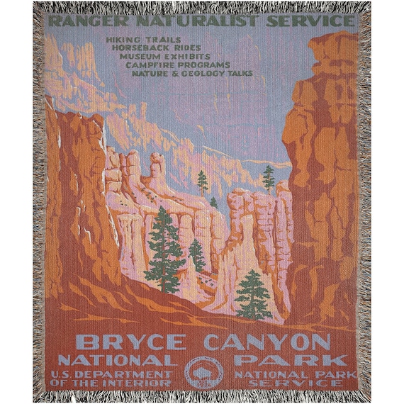 Bryce Canyon National Park, Woven Blanket, Utah Gift, Desert Blanket, Nps Art, Red Rocks, Vintage Blanket, Nature Blanket, Desert Decor