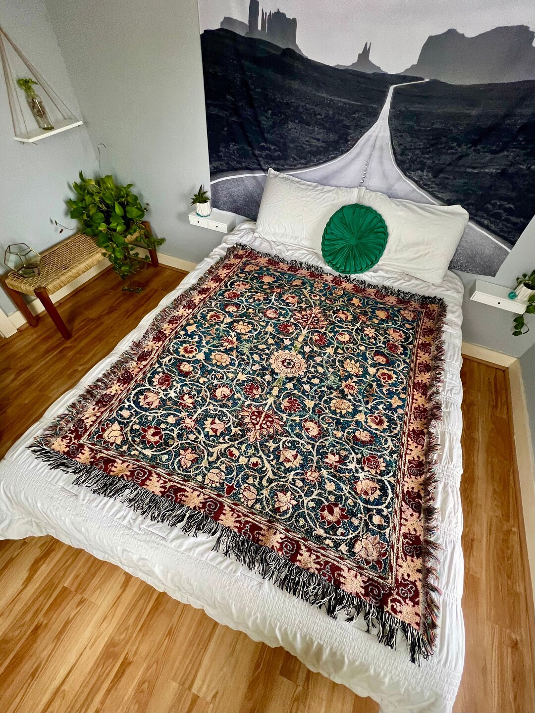 Coperta Boho Con Nappe, Morbida E Versatile Per Divano, Letto O Viaggi, Stile Etnico Azteco, 130x180cm, Fantasia Circolare - 3