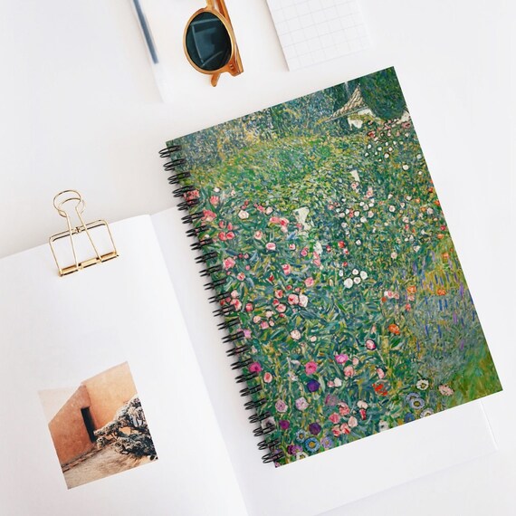 Klimt Notebook, Green Spiral Notebook, Gustav Klimt, Green Journal, Klimt Painting, Boho Notebook, Botanical Notebook, Floral Notebook