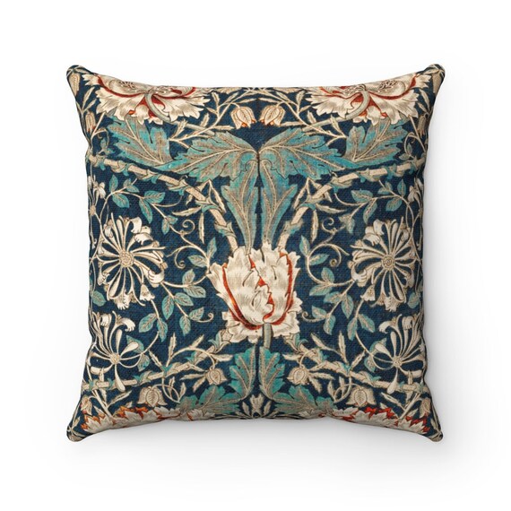 Art Nouveau Pillow, William Morris Pillow, Blue Throw Pillow, Floral Pillow, Vintage Throw Pillow, Vintage Decor, Dark Blue Decor