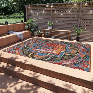 Mandala Rug Vintage Area Rug, Red Maximalist Decor (Silky Soft Surface, Anti Slip Backing, Multiple Sizes) image 3
