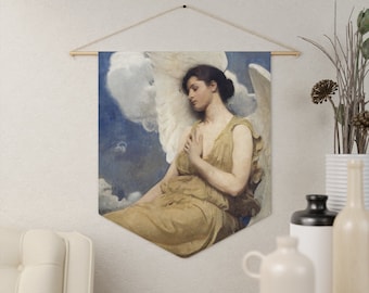 Engel tapijt, engel schilderij, vintage muurkunst, christelijk tapijt, christelijke kunst, religieuze schilderkunst, engel kunst, engel kunst aan de muur