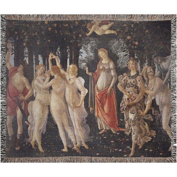 Renaissance Blanket, Woven Blanket, Sandro Botticelli, Primavera Painting, Venus Blanket, Vintage Woven Blanket, Fine Art Blanket