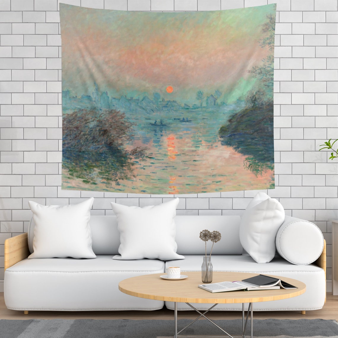 Monet Tapestry Claude Monet Art Sunset Tapestry | Etsy
