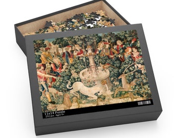 Puzzle licorne, la chasse à la licorne, art de la Renaissance, puzzle vintage, art licorne, licorne vintage, puzzle d'art, puzzle d'art vintage