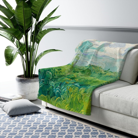 Van Gogh Blanket, Art Blanket, Painting Blanket, Van Gogh Gift, Van Gogh Art, Landscape Blanket, Sherpa Blanket, Green Blanket, Art Throw