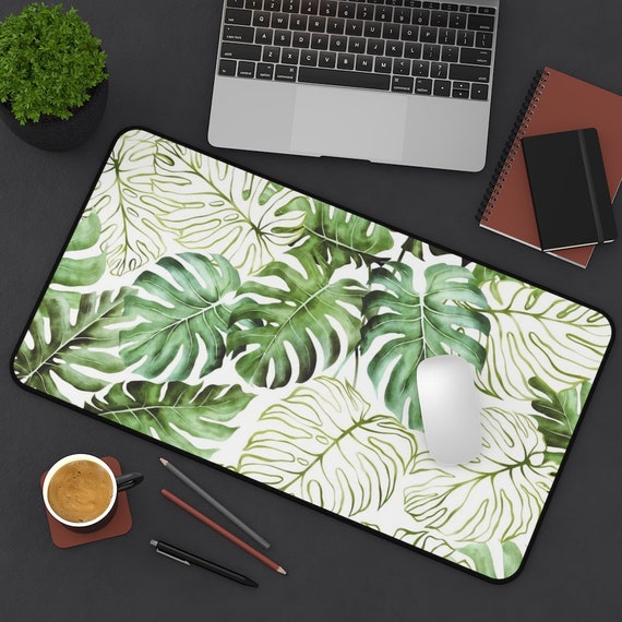 Tropical Desk Mat, Green Desk Mat, Monstera Decor, Tropical Office Decor, Plant Desk Mat, Tropical Mousepad, Green Plants, Tropical Gift