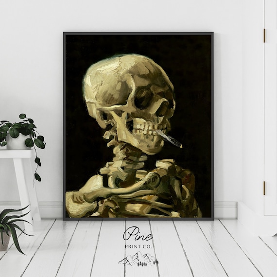 Skull Painting, Van Gogh Painting, Smoking Skull, Smoking Kills, Skeleton Art, Vincent Van Gogh, Fine Art Print, Van Gogh Decor