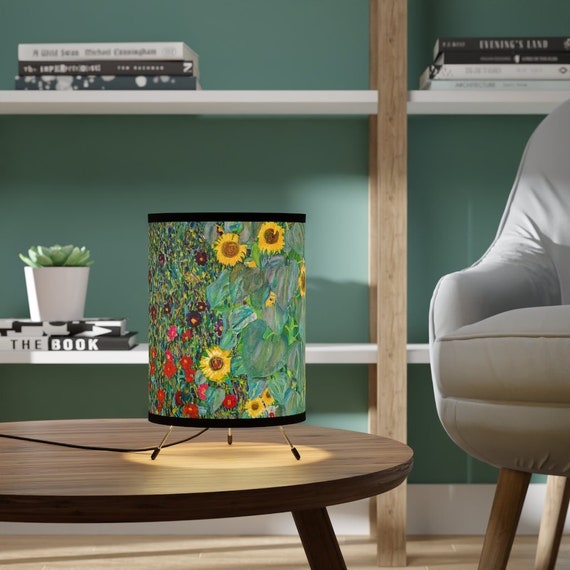 Klimt Decor, Sunflower Lamp, Botanical Lamp, Plant Lamp, Green Lamp,  Floral Lamp, Nature Lamp, Gustav Klimt, Sunflower Decor, Art Lamp