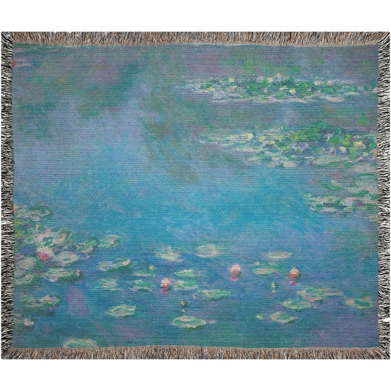 Claude Monet Blanket, Woven Blanket, Water Lilies Monet, Fine Art Blanket, Purple Throw Blanket, Monet Decor, Vintage Blanket, Art Blanket