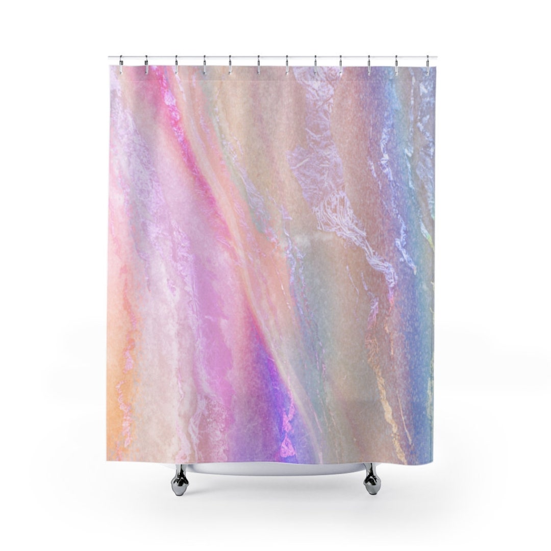 Rainbow Shower Curtain Holographic Shower Curtain Rainbow Etsy