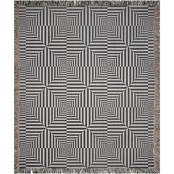 Woven Blanket, Optical Illusion, Black White Blanket, Black Woven Blanket, Unique Blanket, Boho Blanket, Black Throw Blanket, Magic Blanket