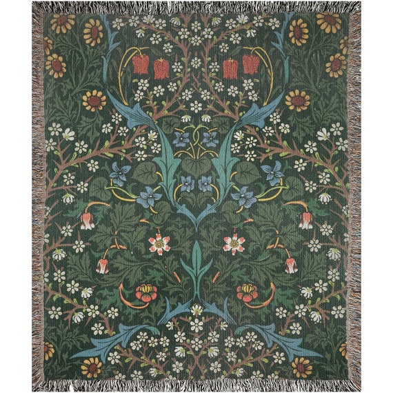 Boho Woven Blanket William Morris Botanical Blanket Plant | Etsy