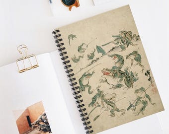 Frog Spiral Notebook | Kawanabe Kyosai Ruled Journal, Lined Writing Companion