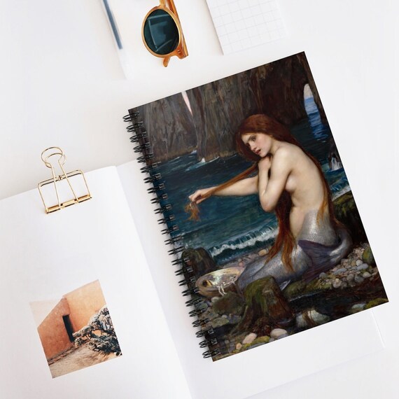 Mermaid Notebook, Spiral Notebook, Fine Art Notebook, Mermaid Gift, Ocean Notebook, John Waterhouse, Boho Notebook, Vintage Notebook