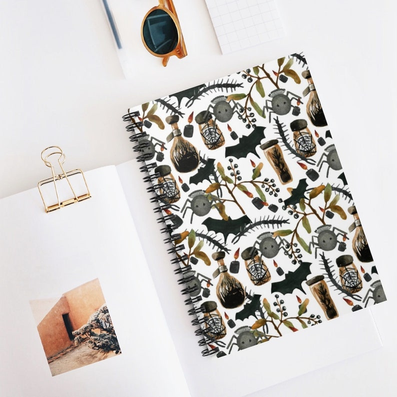 Halloween Notebook, Halloween Gift, Halloween Journal, Bat Notebook, Witchy Notebook, Fall Notebook, Spooky Notebook, Spiral Notebook image 1