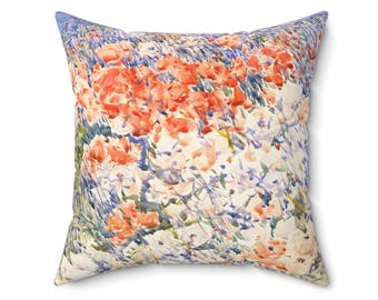 Impressionist Floral Pillow, Vintage Oil Painting Flower Decor, Fine Art Nature Throw Pillow, Botanical Garden Accent, Museum Quality Gift