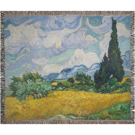 Nature Blanket, Woven Blanket, Boho Blanket, Tree Blanket, Art Teacher Gift, Art Woven Blanket, Van Gogh Decor, Van Gogh Blanket