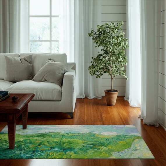 Van Gogh Rug, Van Gogh Painting, Art Rug, Vincent Van Gogh, Van Gogh Decor, Painting Rug, Art Area Rug, Green Rug, Nature Rug