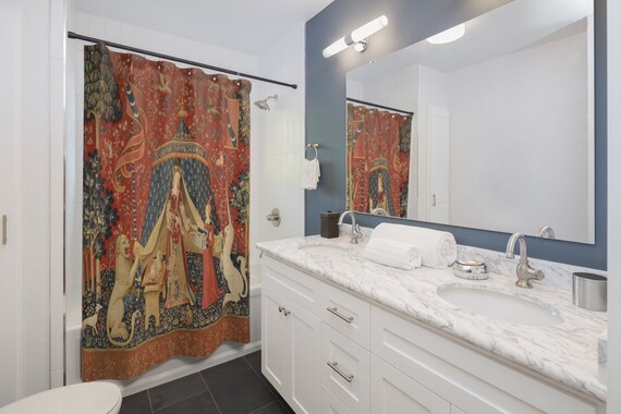 RosieLily Rideau De Douche Amusant, Rideau De Douche Dinosaure Avec 12 Crochets, Rideau De Douche Licorne, Décoration De Salle De Bain Pour Enfants, 182,9 X 182,9 Cm