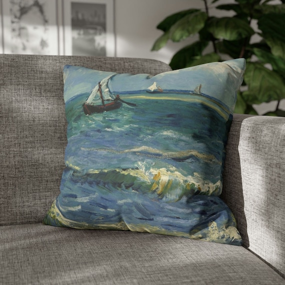 Ocean Pillow, Sailboat Decor, Ocean Decor, Beach Decor, Vintage Pillow, Art Pillow, Van Gogh Pillow, Vincent Van Gogh, Van Gogh Decor