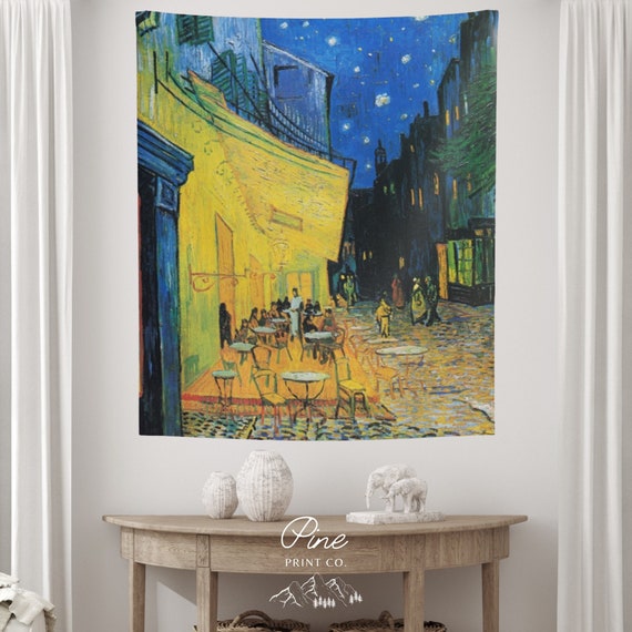 Van Gogh Tapestry, Starry Night Tapestry, Van Gogh's Cafe Terrace, Art Tapestry, Painting Tapestry, Van Gogh Painting, Van Gogh Decor