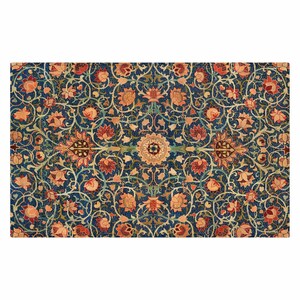 William Morris Rug: Orange Mandala Floral Vintage - Boho Style, Anti-Slip Backing, Indoor Outdoor Use image 5
