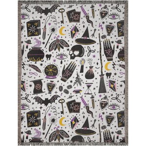 Halloween Blanket, Witch Blanket, Witchy Decor, Halloween Decor, Magic Blanket, Spooky Blanket, Eye Blanket, Skully Decor, Woven Blankets 60x80 inch