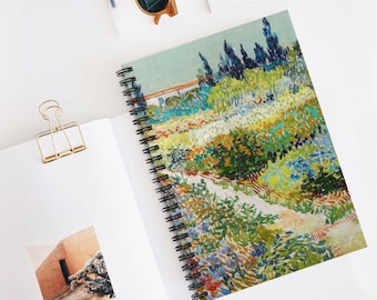 Art Spiral Notebook, Van Gogh Notebook, Landscape Painting, Vincent Van Gogh, Botanical Notebook, Garden Notebook, Green Notebook