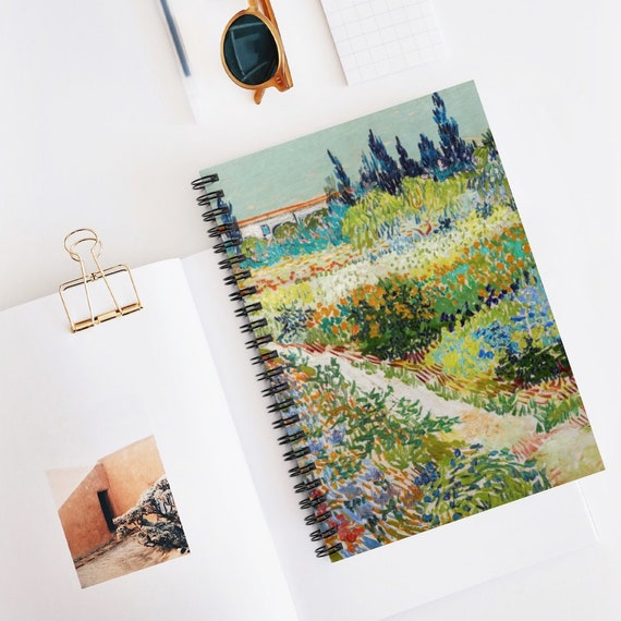 Art Spiral Notebook, Van Gogh Notebook, Landscape Painting, Vincent Van Gogh, Botanical Notebook, Garden Notebook, Green Notebook