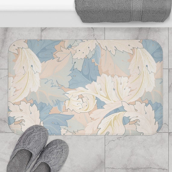 Pink Blue Bath Mat, Art Nouveau Bathroom, Vintage Bath Mat, Foam Bath Mat, Pink Bathroom Decor, Vintage Bathroom, William Morris, Blue Decor