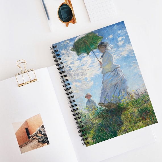 Monet Notebook, Spiral Notebook, Claude Monet, Monet Painting, Monet Gift, Madame Monet, Victorian Painting, Vintage Notebook, Blue Notebook