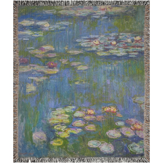 Monet Blanket, Woven Blanket, Water Lilies, Claude Monet, Monet Bedding, Vintage Blanket, Art Throw Blanket, Monet Painting, Monet Decor