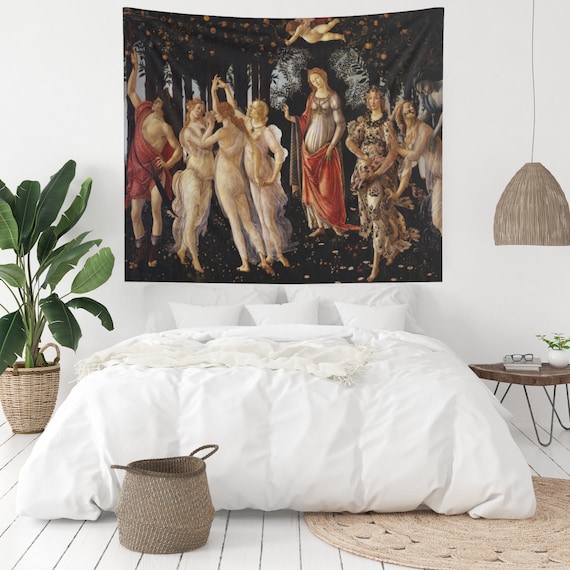 Sandro Botticelli, Primavera Tapestry, Mythological Tapestry, Vintage Tapestry, Renaissance Painting, Cupid Art, Fine Art Wall Hanging
