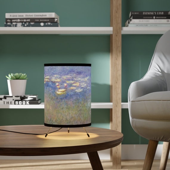 Monet Lamp, Water Lilies, Monet Painting, Nature Lamp, Tripod Lamp, Monet Decor, Fine Art Lamp, Art Lamp, Monet Art, Water Lily Art