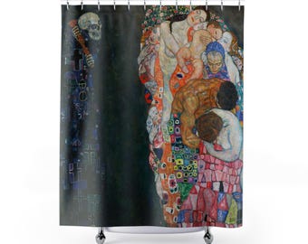 Gothic Shower Curtain | Gustav Klimt Death and Life, Vintage Painting