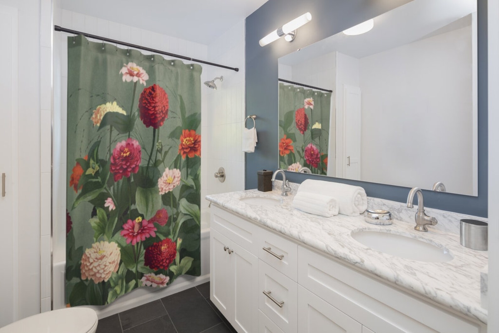 Green Shower Curtain Floral Shower Curtain Nature Bathroom - Etsy