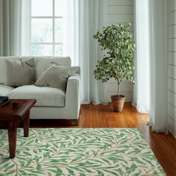 Green Rug, William Morris Rug, Runner Rug, Leaf Rug, William Morris, Nature Rug, Area Rug, Accent Rug, Art Rug, Plant Rug, Leaf Decor