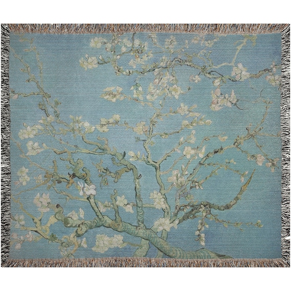 Floral Blanket, Woven Blanket, Boho Blanket, Almond Blossom, Art Teacher Gift, Art Woven Blanket, Van Gogh Painting, Van Gogh Blanket