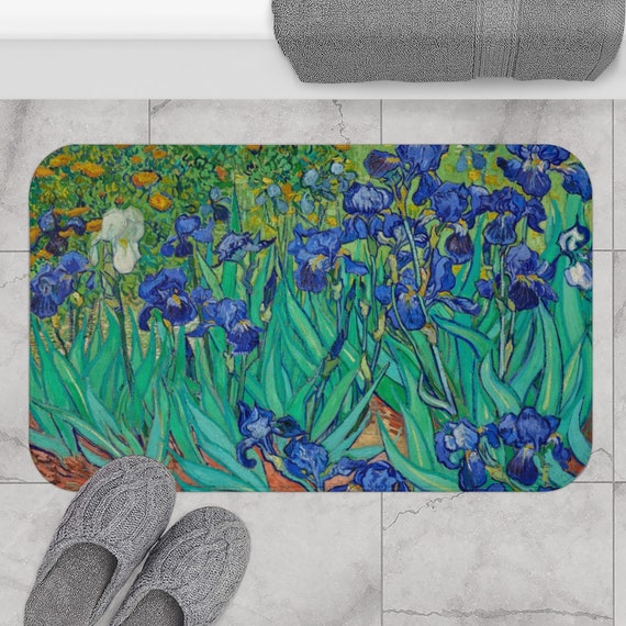 Irises Bath Mat, Van Gogh Bath Mat, Nature Bath Mat, Van Gogh Decor, Vintage Flowers, Flower Bathroom, Nature Bathroom, Art Bath Mat