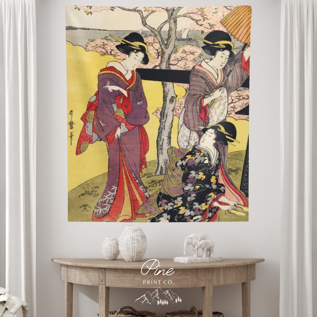 Japanese Wall Art | Geisha Painting by Utamaro Kitagawa | Vintage